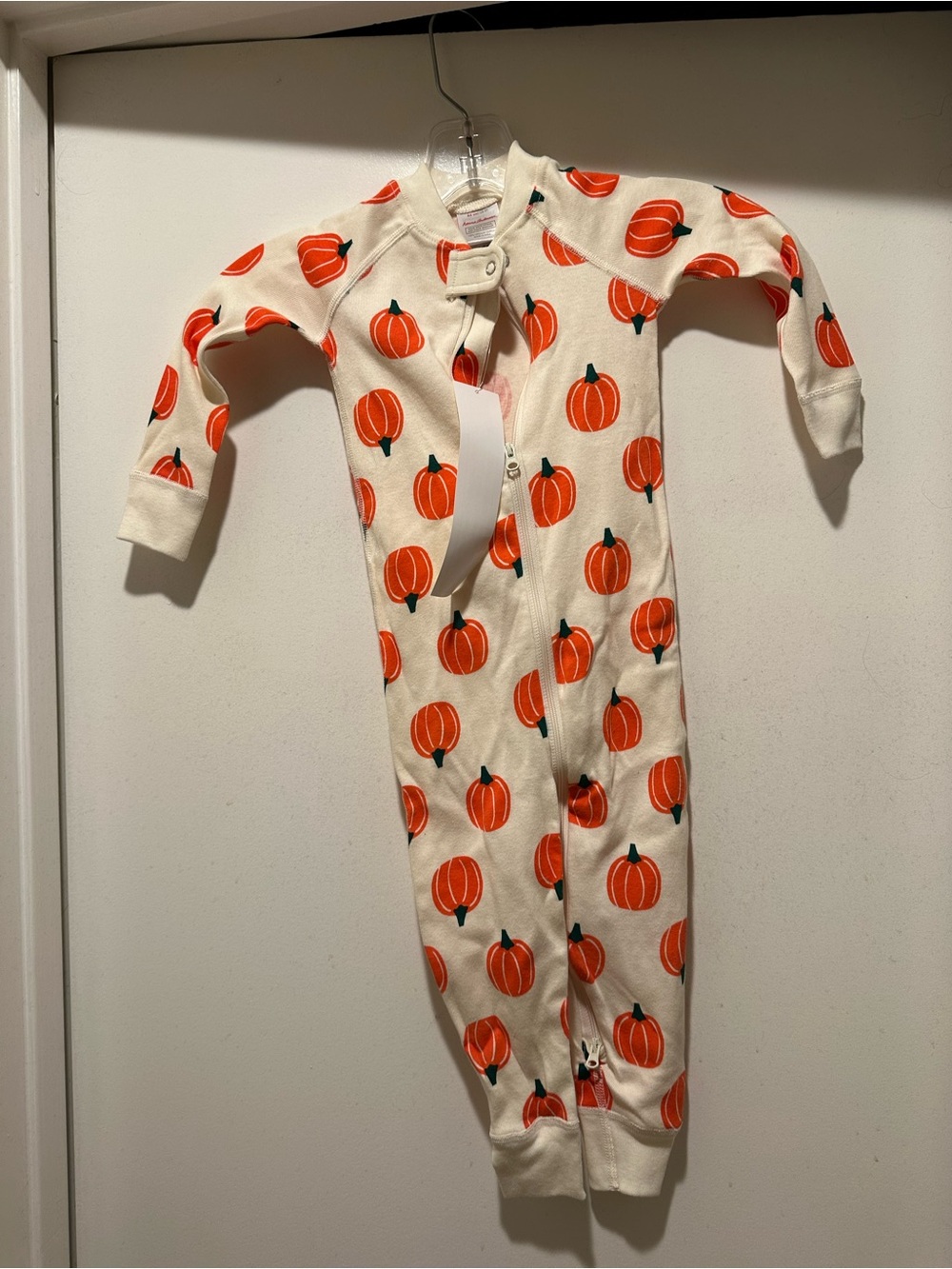 NWT Hanna Andersson Cream One-Piece Pajama w Pumpkins Halloween Fall Size 2T
